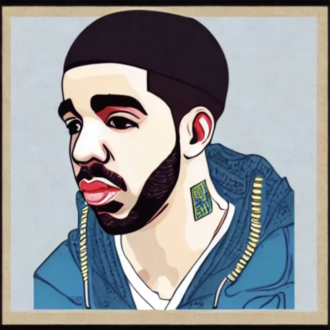 Drake in the style of Banksy     15